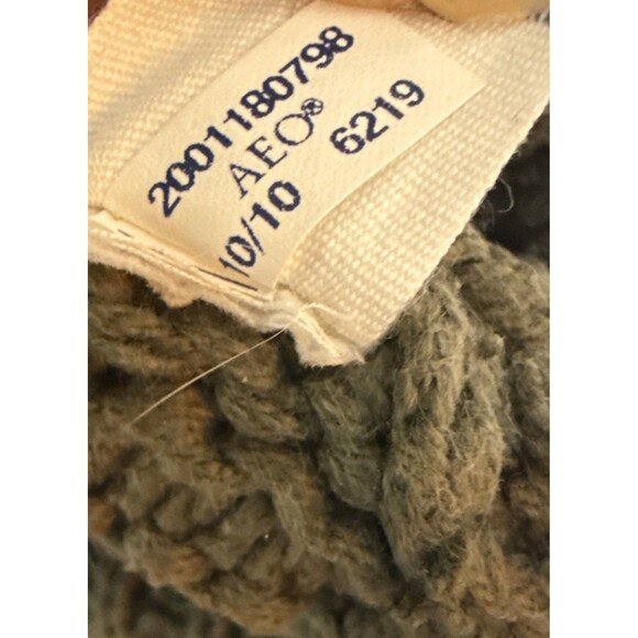 American Eagle Womens Sweater Shawl Neck Med Green Chunky Knit Wrap Y2K Preppy‎ - Picture 6 of 10